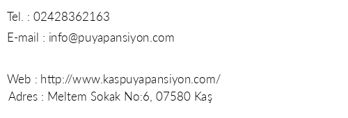 Hotel Puya telefon numaralar, faks, e-mail, posta adresi ve iletiim bilgileri
